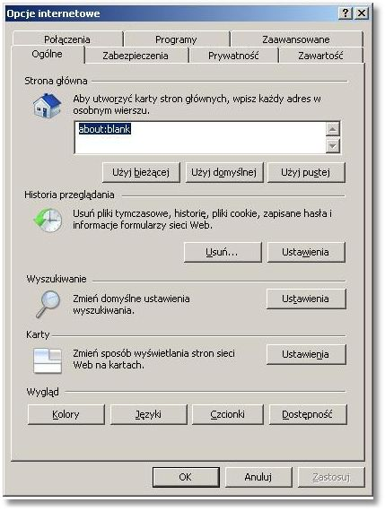 Rozdział 5 Konf iguracja przeglądarki Internet Explorer 7.0 Rozdział 5. Konfiguracja przeglądarki Internet Explorer 7.