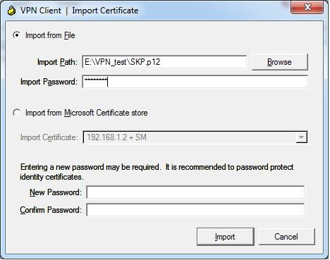 Instalacja certyfikatu użytkownika W drugim kroku uruchamiamy program Cisco VPN Client i definiujemy połączenie VPN. Instalujemy otrzymany certyfikat z pliku p.12.