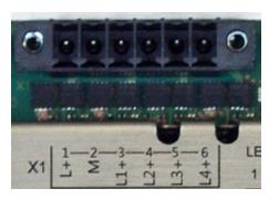 4V DC Zasilanie wtyczka X1 Pin Oznaczenie Opis 1 L+ Zewnętrzne zasilanie 24V DC max.
