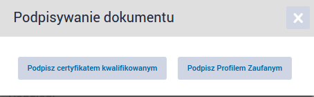 Krok 11: System pyta o metodę podpisu. Wybieramy rzecz jasna Podpisz Profilem Zaufanym.