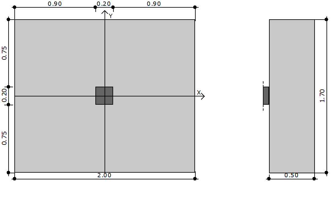 Moduł Przykładowy raport Geometria f1 Szerokość stopy B 1.70 Długość stopy L 2.00 Wysokość stopy H f 0.50 Szerokość przekroju słupa b 0.20 Wysokość przekroju słupa h 0.20 Mimośród e x 0.