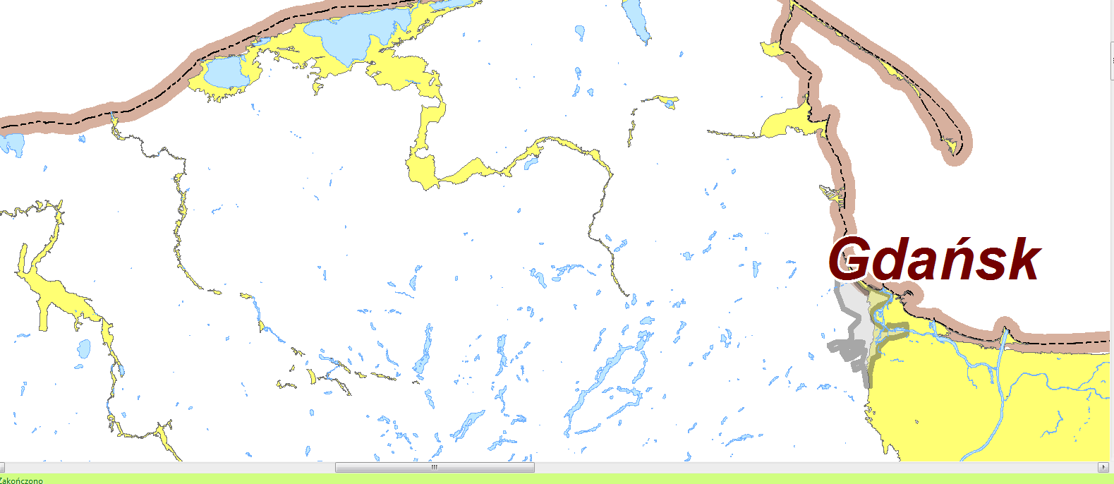 2) Zasięg obszarów zagrożonych podtopieniem Źródła danych: 1) Państwowa Służba Hydrogeologiczna 2) Geoportal.gov.