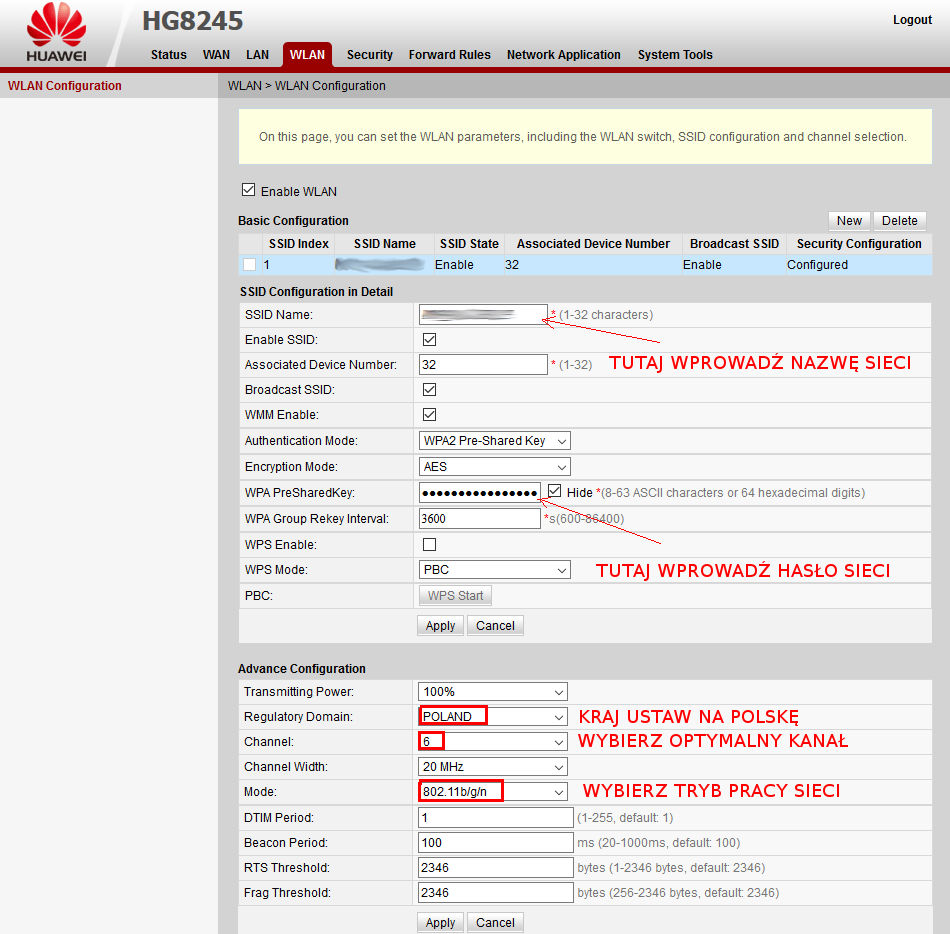 W przypadku routerów HUAWEI powinien to być adres 19