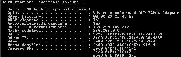 Dane z ekranu K1 obejmujące tylko konfigurację karty Ethernet Dane z ekranu K2 obejmujące tylko konfigurację karty Ethernet Dane z