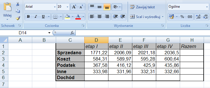 Formuły Przykład