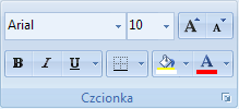 Formatowanie danych Grupa Czcionka