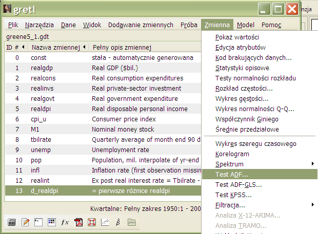 dane o dochodzie do dyspozycji gospodarstw domowych, realdpi, i o konsumpcji zagregowanej tych gospodarstw, realcons.