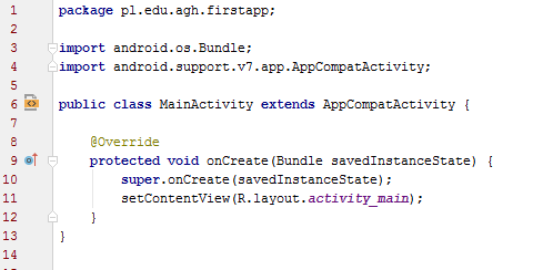 Pierwszy projekt - Activity 12 AppCompatActivity bazowa klasa dla