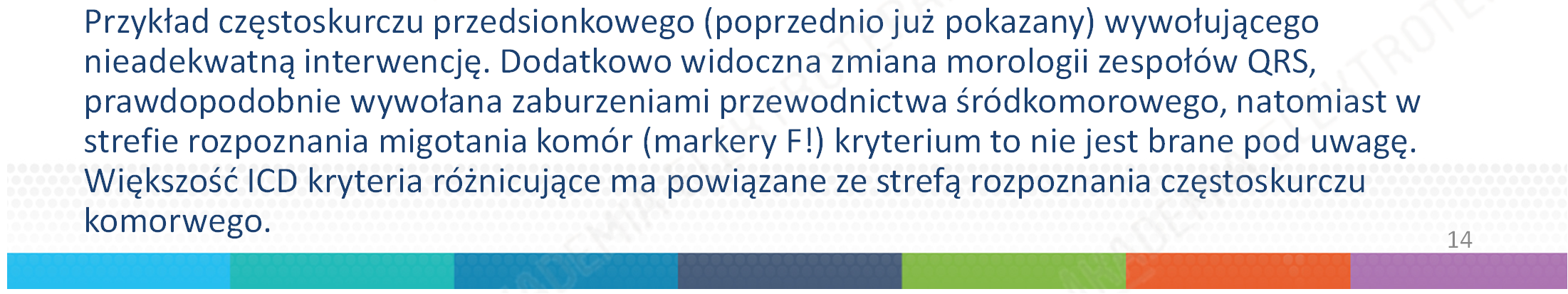 Zmiana morfologii zespołów QRS: Przykład częstoskurczu przedsionkowego (poprzednio już pokazany) wywołującego nieadekwatną interwencję.
