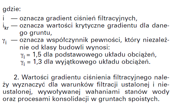 Sprawdzenie gradientów ciśnień filtracyjnych wewnątrz grobli budowli ziemnej według: Rozporządzenia Ministra Środowiska z