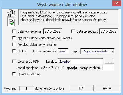4.6.3.1 Kopiowanie do bufora Umożliwia utworzenie w buforze kopii zaznaczonych na liście dokumentów. Nie mogą być kopiowane dokumenty anulowane i korygujące.