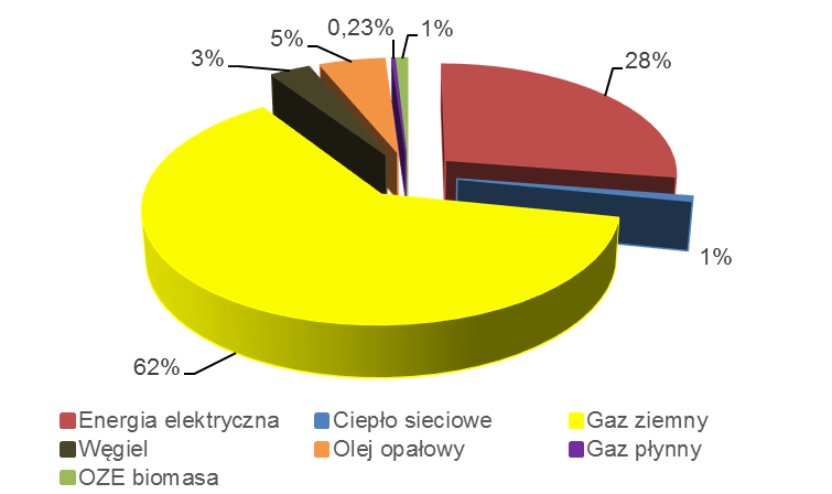 Wykres 5.5 Struktura zużycia energii w obiektach usług komercyjnych 5.2.4.