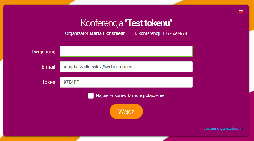 Uczestnik wpisuje dowolne imię.