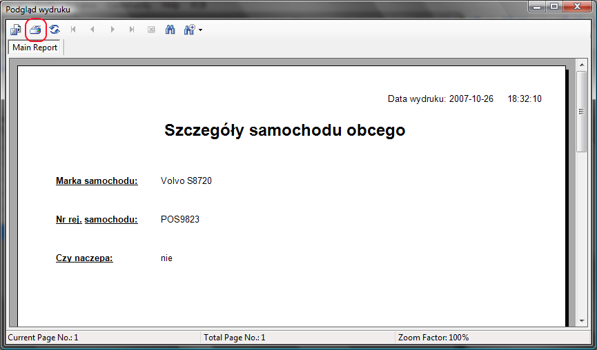 IV. Szczegóły W tabelka z listami wizyt gości, wjazdów/wyjazdów samochodów możesz oglądać okno szczegółów dla każdego wiersza, wystarczy kliknąć dwa razy na wierszu, bądź kliknąć na ikonę u góry