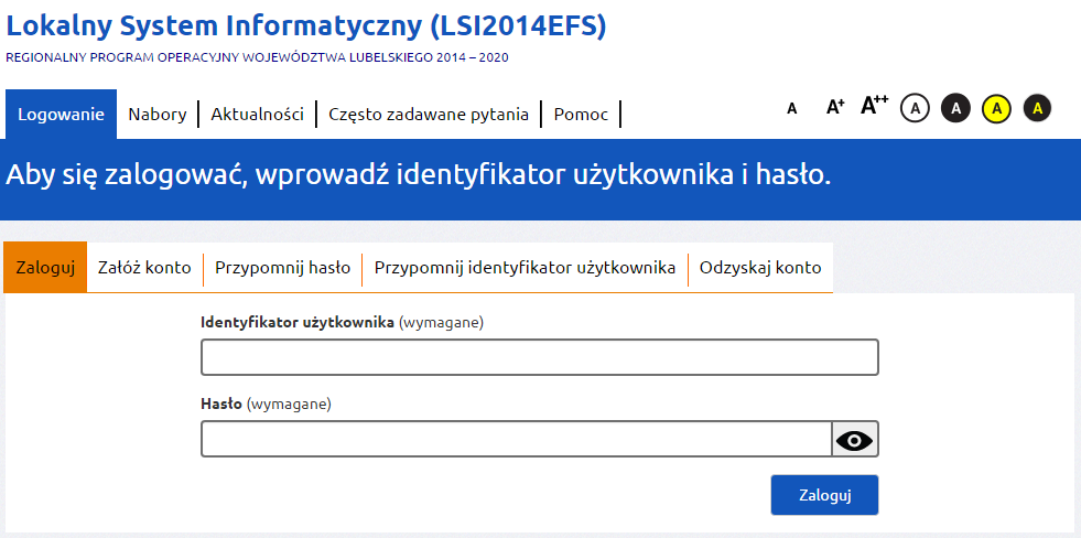 Oświadczenie użytkownika Lokalnego Systemu Informatycznego LSI2014EFS dot. przetwarzania danych osobowych.