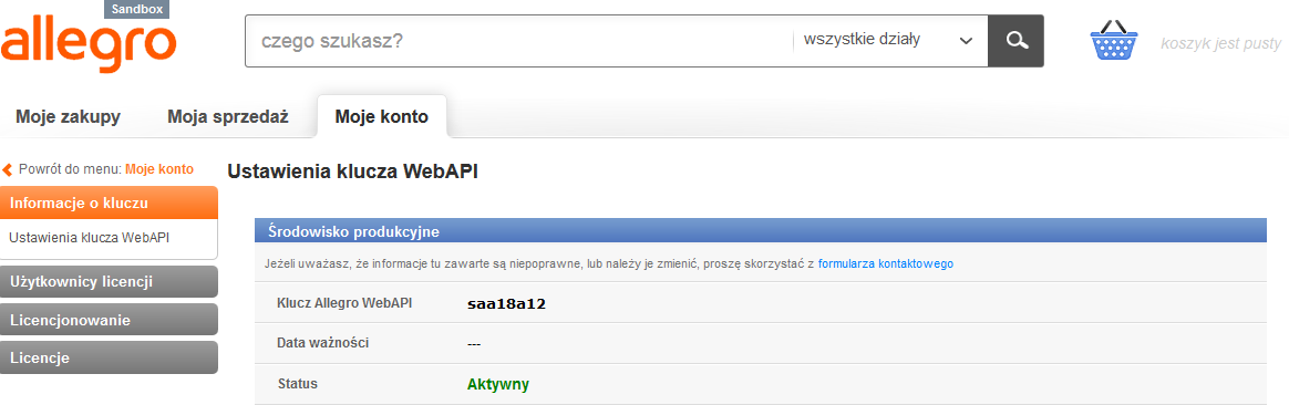 Rys. 198 Konfiguracja źródła przesyłek w panelu Sheepla Krok 5 Następnie wpisujemy login oraz hasło używane do logowania się w sklepie Allegro, wybieramy kraj z dostępnej listy oraz podajemy klucz