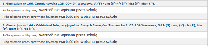 UWAGA: Laureaci konkursów przedmiotowych o zasięgu wojewódzkim lub ponadwojewódzkim, którzy wybrali na liście preferencji sportową grupę rekrutacyjną muszą przystąpić do próby sprawności fizycznej i