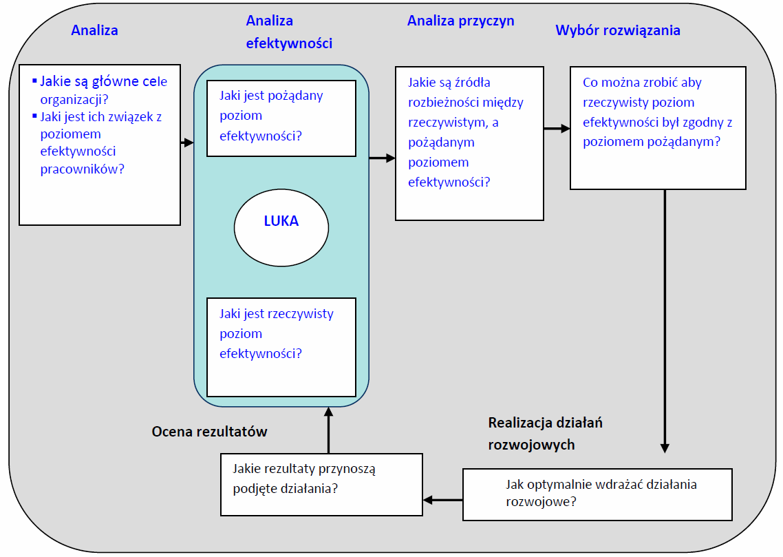 7 METODOLOGIA HPI Metodologia Human Performance Improvement (HPI) pozwala na identyfikację kluczowych barier w rozwoju efektywności pracowników z perspektywy najbardziej istotnych obszarów