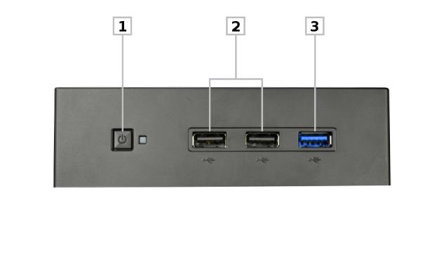 Przedni panel I/O 1. Przycisk ON - przycisk do włączenia i wyłączenia Paigo. 2. USB 2.0 Ports USB 2.0 port do podłączenia urządzeń USB 2.0. 3. USB 3.0 Port - USB 3.
