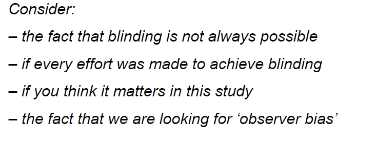 personnel blind to participants study group?