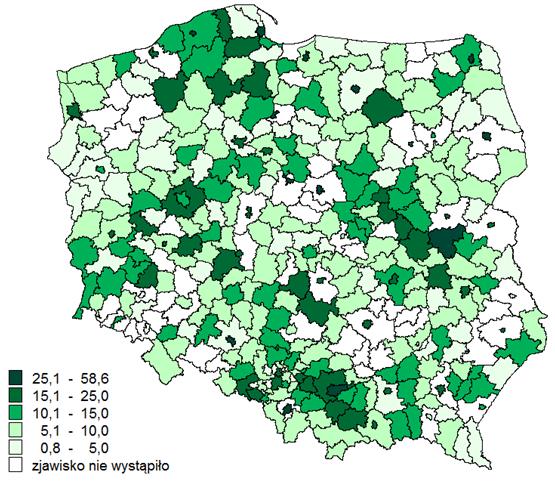 Nocna i świąteczna opieka zdrowotna wskaźniki według miejsca lokalizacji placówki (2013)