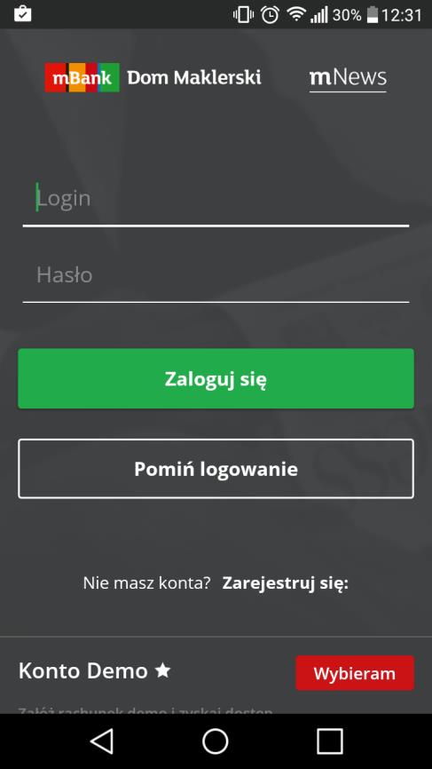 4. Logowanie Jeśli posiadasz już konto demonstracyjne lub aktywny rachunek rzeczywisty mforex od razu możesz się zalogować, wykorzystując