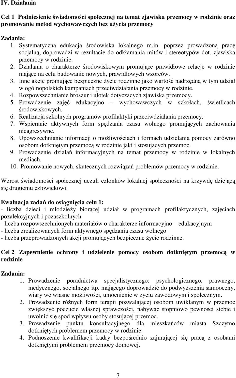 Inne akcje promujące bezpieczne życie rodzinne jako wartość nadrzędną w tym udział w ogólnopolskich kampaniach przeciwdziałania y w rodzinie. 4.