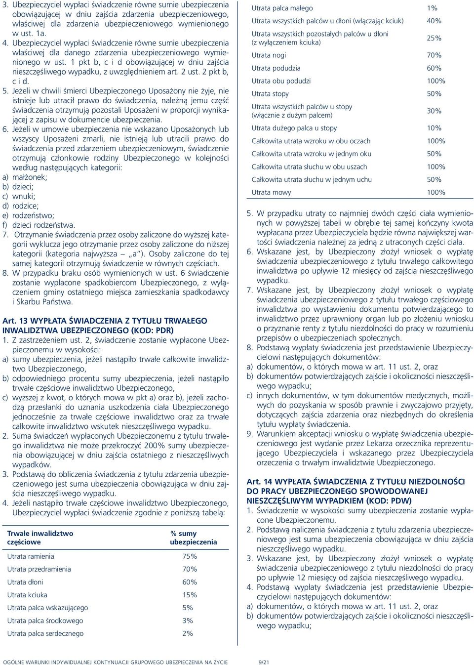 1 pkt b, c i d obowiązującej w dniu zajścia nieszczęśliwego wypadku, z uwzględnieniem art. 2 ust. 2 pkt b, c i d. 5.
