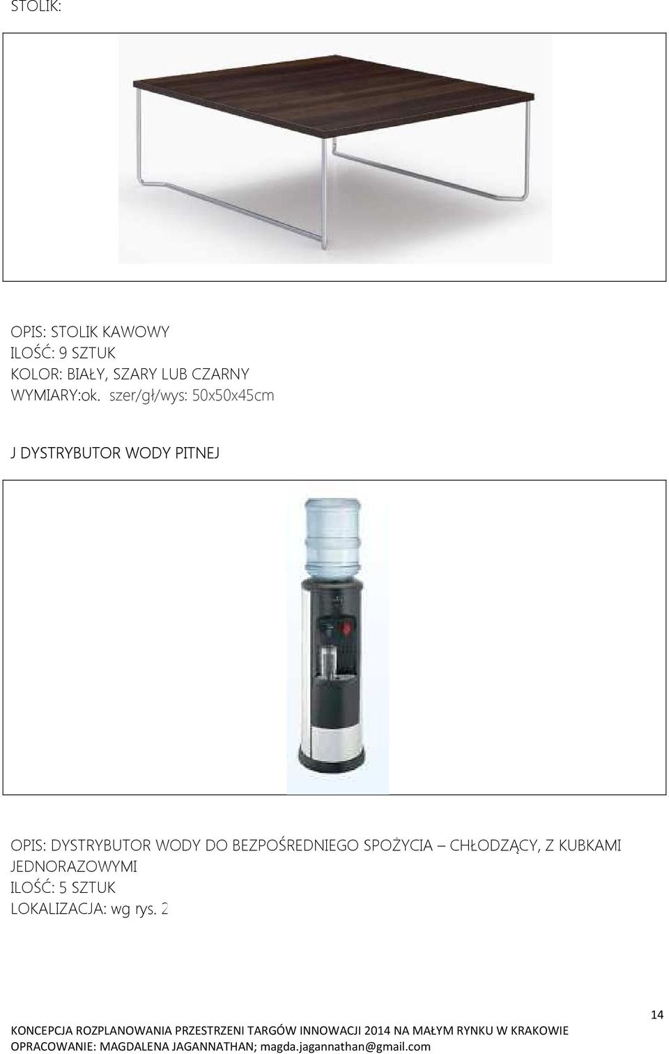 szer/gł/wys: 50x50x45cm J DYSTRYBUTOR WODY PITNEJ OPIS: