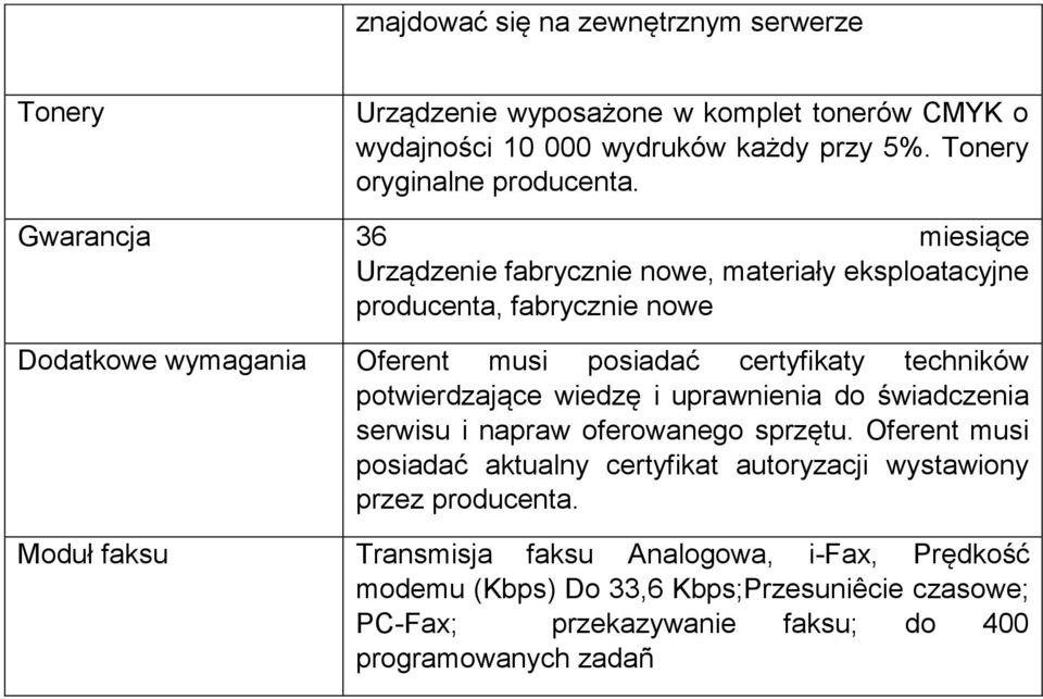 techników potwierdzające wiedzę i uprawnienia do świadczenia serwisu i napraw oferowanego sprzętu.