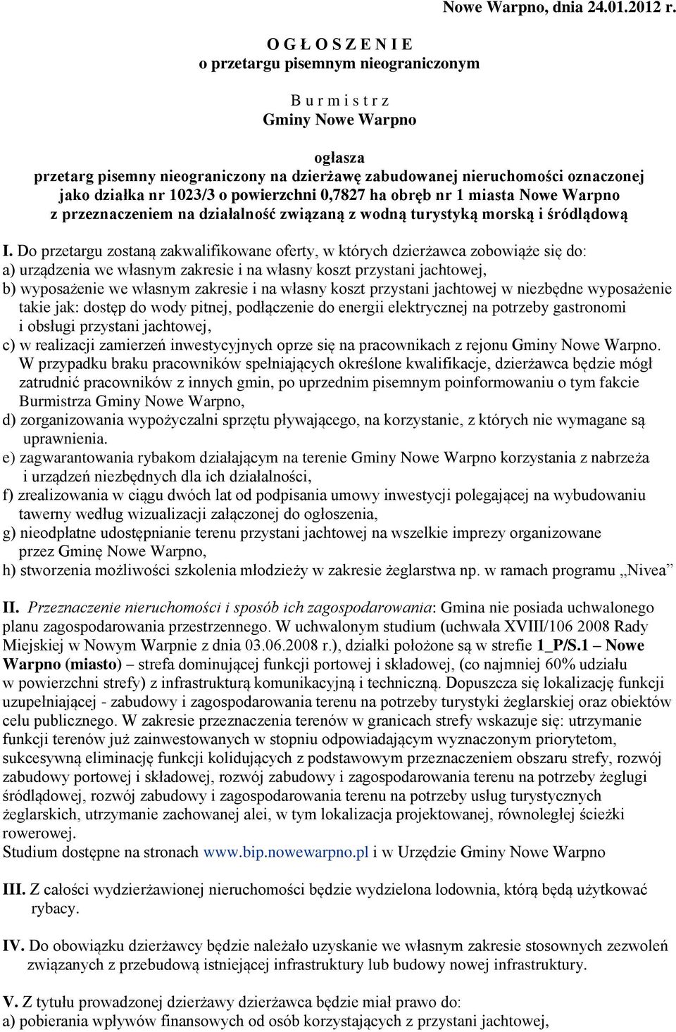 związaną z wodną turystyką morską i śródlądową I.