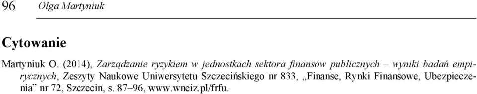 publicznych wyniki badań empirycznych, Zeszyty Naukowe Uniwersytetu