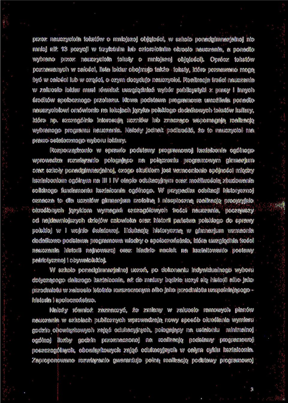 Realiacja treści naucania akresie lektur musi rónież uględniać ybór publicystyki prasy i innych środkó społecnego prekau.