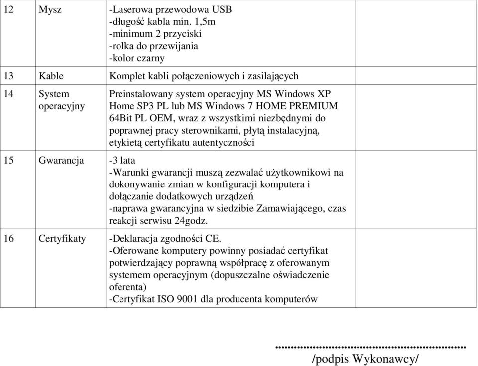 MS Windows 7 HOME PREMIUM 64Bit PL OEM, wraz z wszystkimi niezbędnymi do poprawnej pracy sterownikami, płytą instalacyjną, etykietą certyfikatu autentyczności 15 Gwarancja -3 lata -Warunki gwarancji