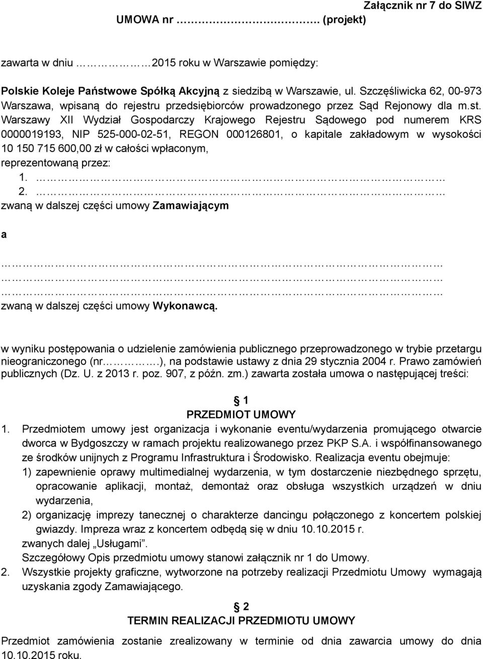 u przedsiębiorców prowadzonego przez Sąd Rejonowy dla m.st.