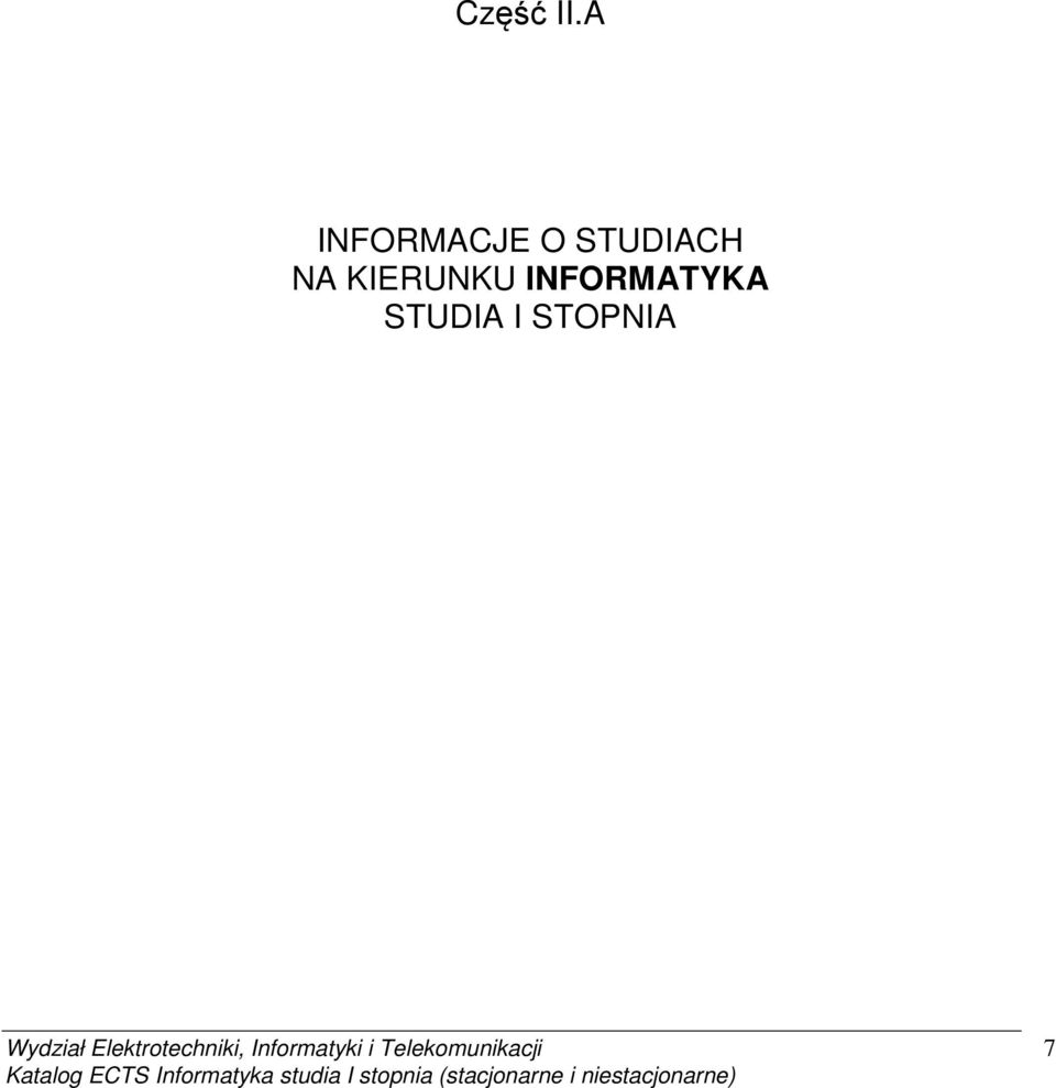 STUDIA I STOPNIA Wydział Elektrotechniki,