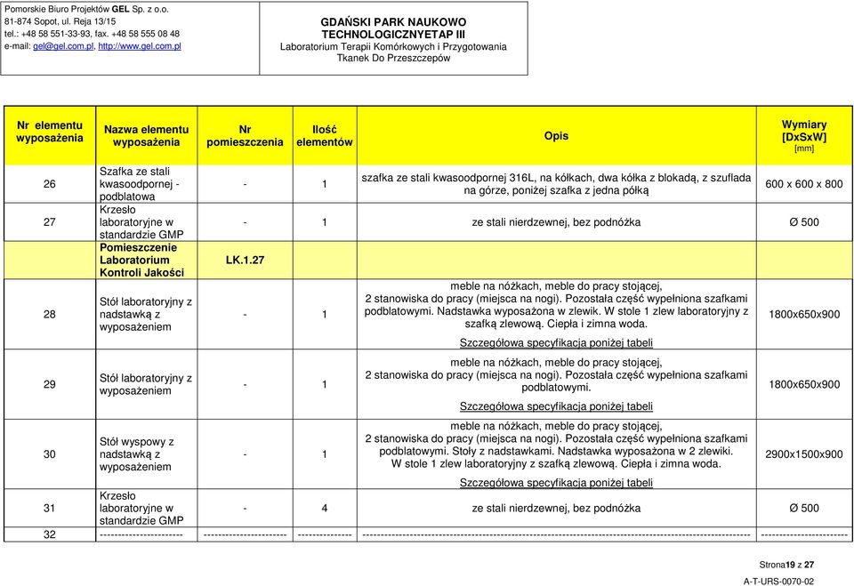 kółkach, dwa kółka z blokadą, z szuflada na górze, poniżej szafka z jedna półką 600 x 600 x 800-1 ze stali nierdzewnej, bez podnóżka Ø 500 LK.1.27-1 - 1-1 meble na nóżkach, meble do pracy stojącej, 2 stanowiska do pracy (miejsca na nogi).