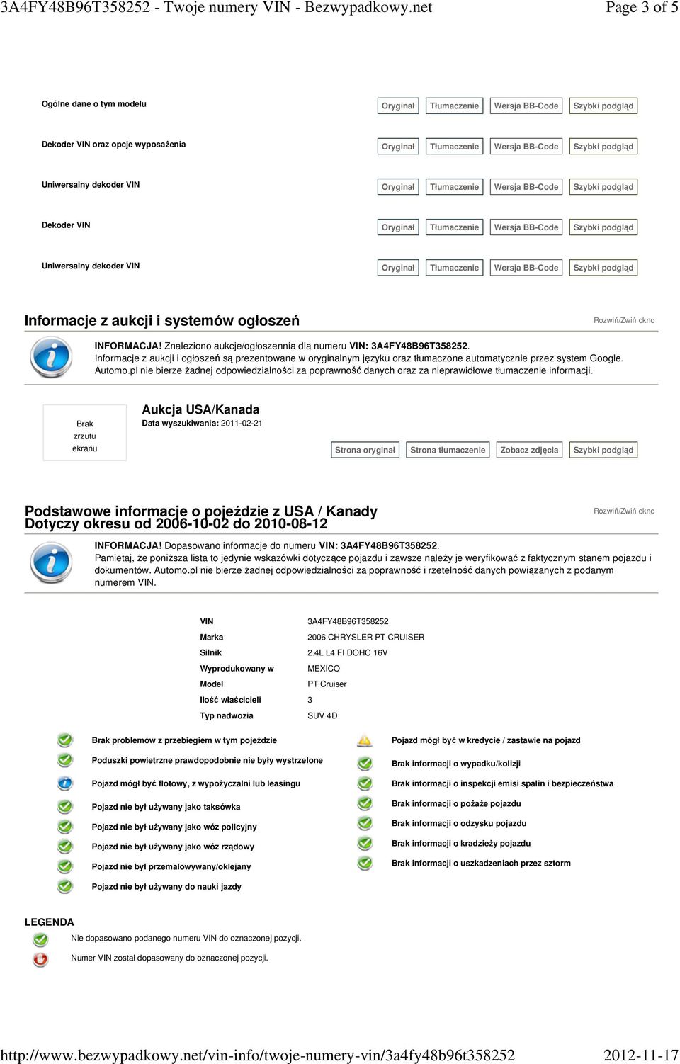 pl nie bierze żadnej odpowiedzialności za poprawność danych oraz za nieprawidłowe tłumaczenie informacji.