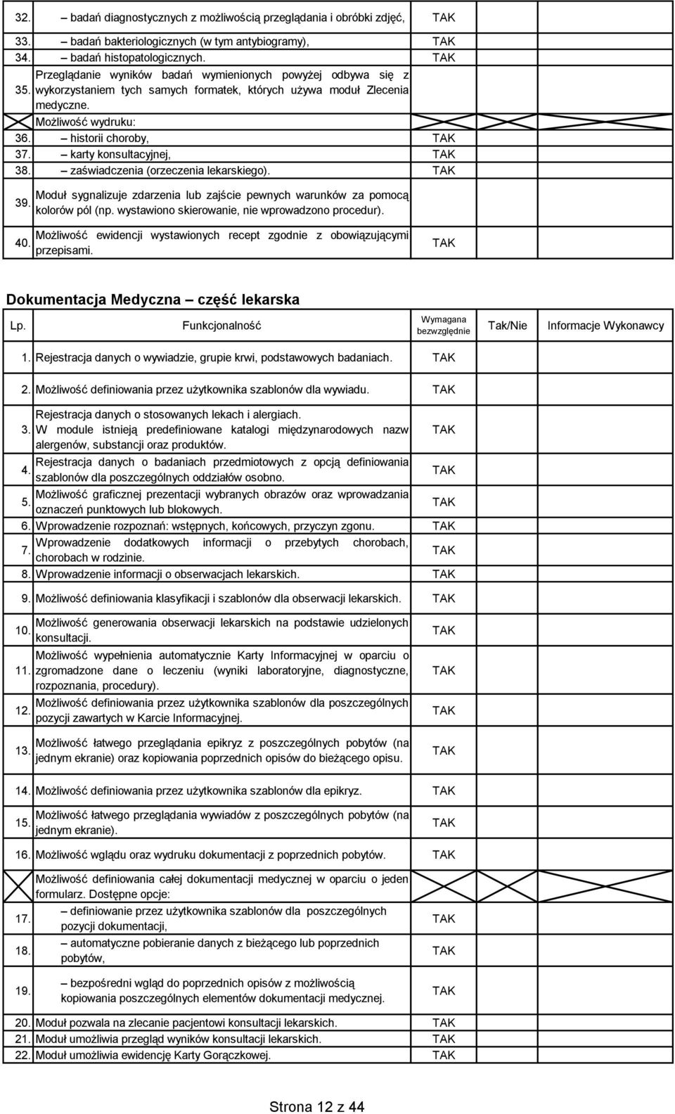 karty konsultacyjnej, 38. zaświadczenia (orzeczenia lekarskiego). 39. Moduł sygnalizuje zdarzenia lub zajście pewnych warunków za pomocą kolorów pól (np.