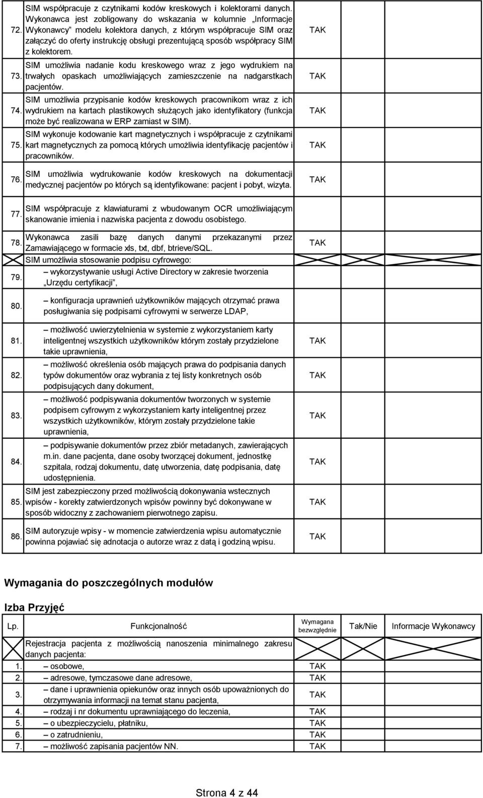 SIM umożliwia nadanie kodu kreskowego wraz z jego wydrukiem na trwałych opaskach umożliwiających zamieszczenie na nadgarstkach pacjentów.