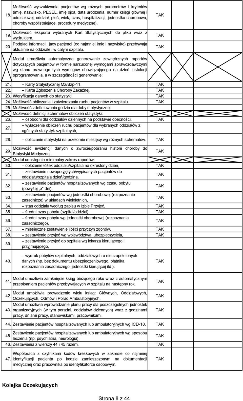 wydrukiem. Podgląd informacji, jacy pacjenci (co najmniej imię i nazwisko) przebywają 20. aktualnie na oddziale i w całym szpitalu.