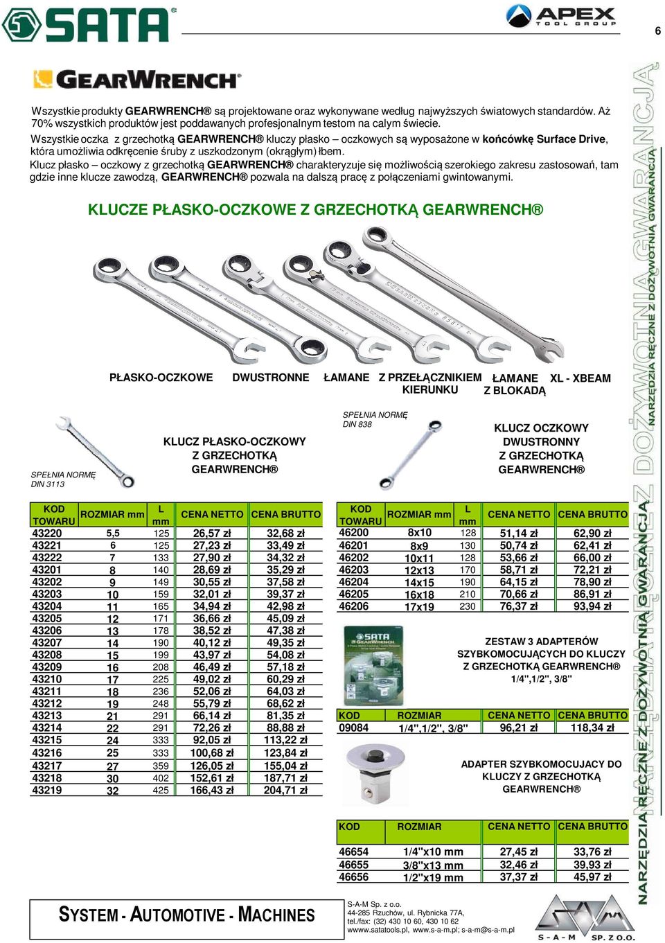 Klucz płasko oczkowy z grzechotką GEARWRENCH charakteryzuje się możliwością szerokiego zakresu zastosowań, tam gdzie inne klucze zawodzą, GEARWRENCH pozwala na dalszą pracę z połączeniami