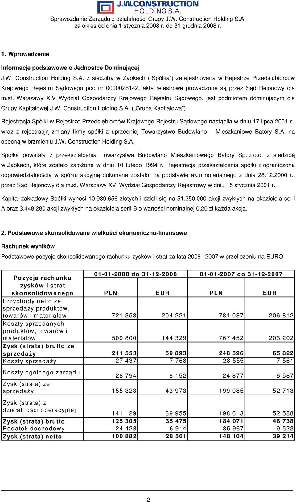 prowadzone są przez Sąd Rejonowy dla m.st. Warszawy XIV Wydział Gospodarczy Krajowego Rejestru Sądowego, jest podmiotem dominującym dla Grupy Kapitałowej ( Grupa Kapitałowa ).