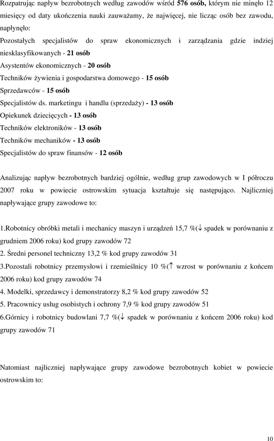 osób Specjalistów ds.