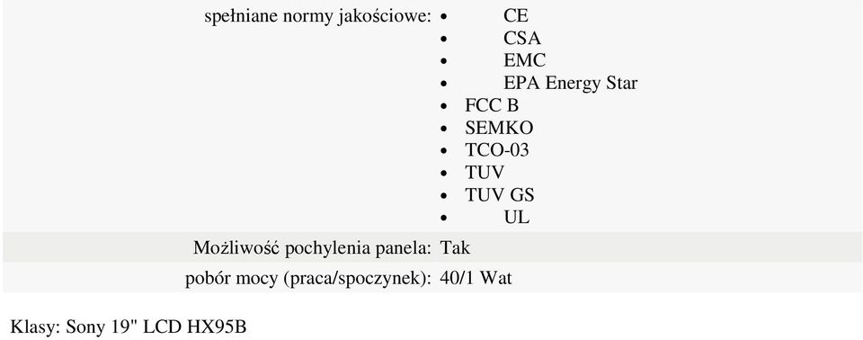 SEMKO TCO-03 TUV TUV GS UL MoŜliwość