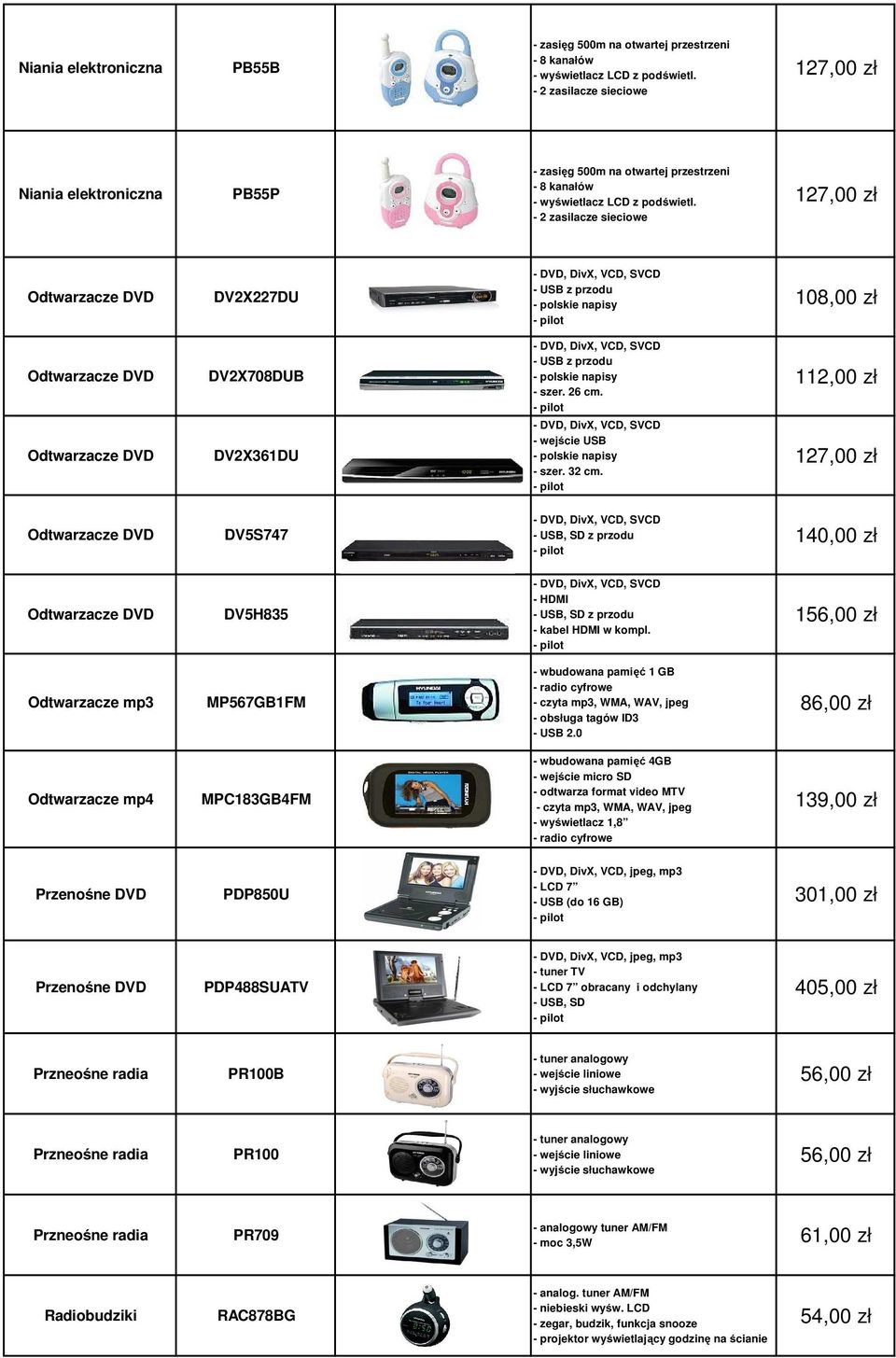 156,00 zł Odtwarzacze mp3 MP567GB1FM - wbudowana pamięć 1 GB - radio cyfrowe - czyta mp3, WMA, WAV, jpeg - obsługa tagów ID3 - USB 2.