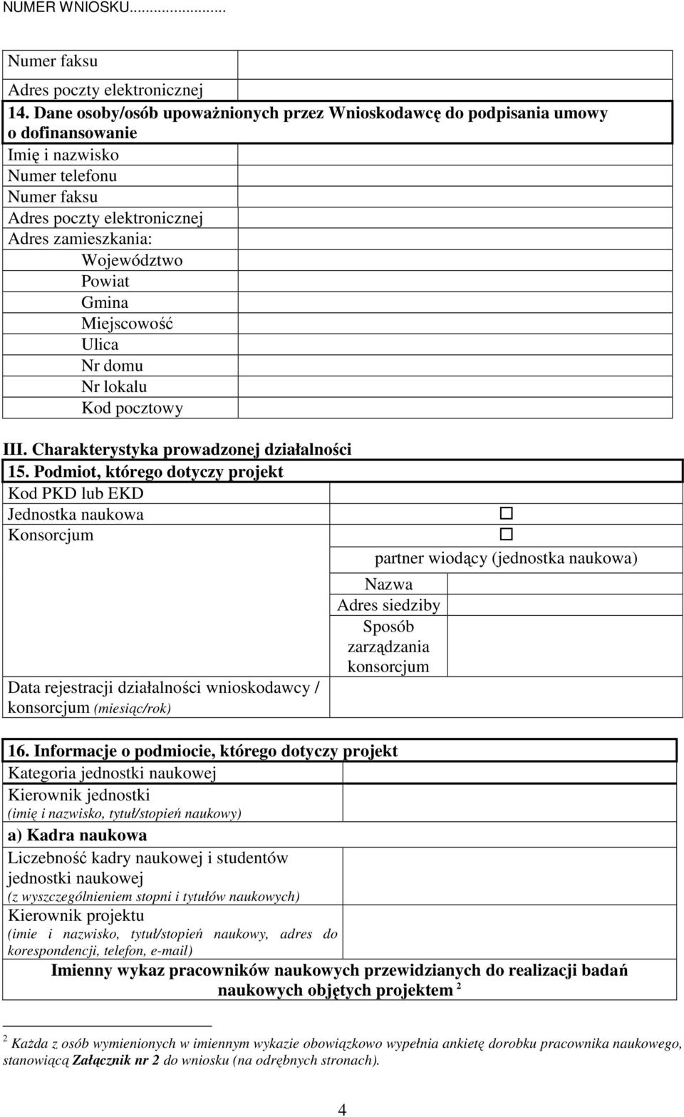 Gmina Miejscowość Ulica Nr domu Nr lokalu Kod pocztowy III. Charakterystyka prowadzonej działalności 15.