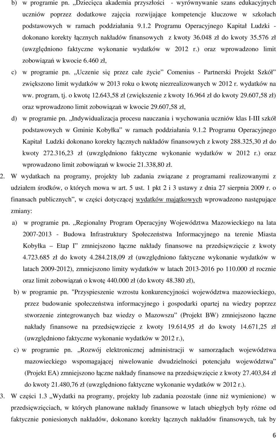 ) oraz wprowadzono limit zobowiązań w kwocie 6.460 zł, c) w programie pn.
