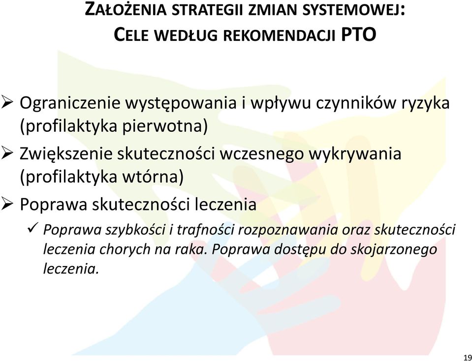 wykrywania (profilaktyka wtórna) Poprawa skuteczności leczenia Poprawa szybkości i trafności