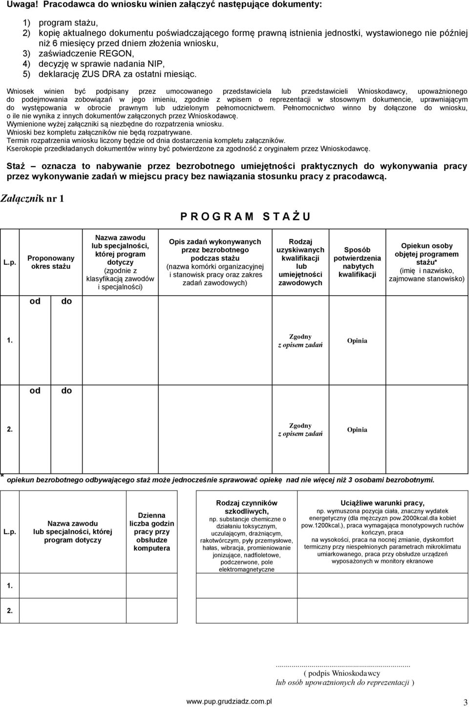 przed dniem złożenia wniosku, 3) zaświadczenie REGON, 4) decyzję w sprawie nadania NIP, 5) deklarację ZUS DRA za ostatni miesiąc.